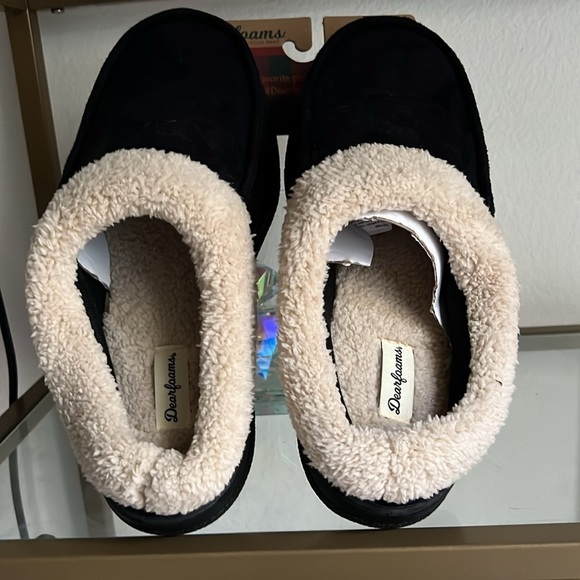 Dearfoams [Mens Large Size 11-12 - NWT] Black Memory Foam Slippers - Picture 4 of 12